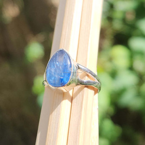 Anillos de Plata de Ley 925 hechos a mano, banda dividida de cristal de cianita azul real Original, joyería de pera, piedras preciosas, suministro de joyería al por mayor - Product Image 5