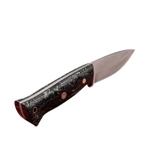 Couteau utilitaire artisanal en acier Damas avec manche personnalisé en bois Pakka rouge, lame fixe, couteau de cuisine pour trancher et travaux manuels, avec trou pour cordon - Product Image 3