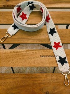Fashion Eco-Friendly Lightweight Beaded Star Pattern Strap <b>Red</b> Black White stars Bag Accessory - Product Image 1