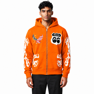Sweat à capuche zippé imprimé en polaire 420 GSM unisexe, style streetwear automne-hiver, sweats à capuche zippés personnalisés imprimés - Product Image 1