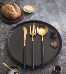 Ensemble de couverts en laiton au design minimaliste, cuillère, fourchette, couteau, vaisselle pour mariage, restauration, location, durable, compatible lave-vaisselle - Product Image 2