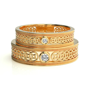 925 Sterling <b>Silver</b> Gold Plated Zircon Eternity <b>Band</b> Floral Luxury Couple <b>Rings</b> - Product Image 2