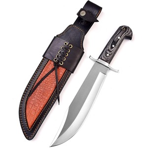 Couteau Bowie artisanal OEM/OBM pour le camping/la chasse, pointe clip, acier inoxydable, bord droit, manche en bois, gaine en cuir de qualité DIY - Product Image 6