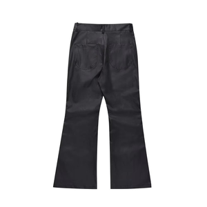 Men's Mid Waist Flare Pants <b>Black</b> Polyester Casual Streetwear Quick Dry Side <b>Pockets</b> Button Closure Anti-Wrinkle Midweight - Product Image 2