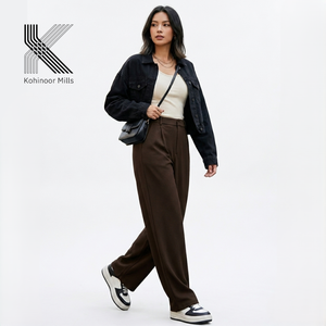 <b>Women</b> Brown Stretch Pants Cotton Nylon Spandex Canvas 290GSM <b>Lightweight</b> <b>Trousers</b> OEM ODM Wholesale Supplier Apparel Manufacture - Product Image 1