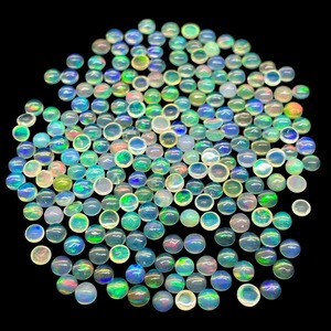 Natural Ethiopian Opal <b>3mm</b> Round Flashy Cabochon Opal Loose Gemstones Wholesale Price Bulk Gemstone Lot For Jewelry Making - Product Image 3
