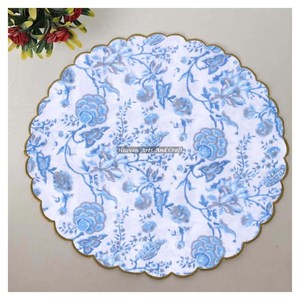 Handmade Printed Modern <b>Round</b> <b>Table</b> Napkin 100% Cotton Unique Design for Airplane, Hotels and Home Use EN012 - Product Image 1