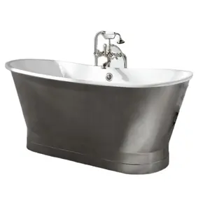 Bañera independiente de acrílico blanco y negro mate moderna, bañeras de baño de cuerpo entero para interiores, artículos de baño, bañeras de hidromasaje de cobre - Product Image 1