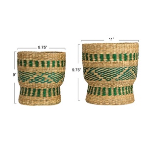 Viettimecraft écologique et durable paniers de rangement en jonc de mer colorés décor à la maison en gros du Vietnam jardinière incluse - Product Image 3
