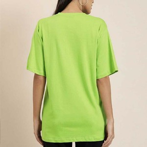 Camiseta de Manga Corta con Cuello Redondo Extra Grande para Mujer, Color Verde Sólido, Corte Holgado, Tejida, 100% Algodón, Transpirable, Top de Primavera/Verano - Product Image 6