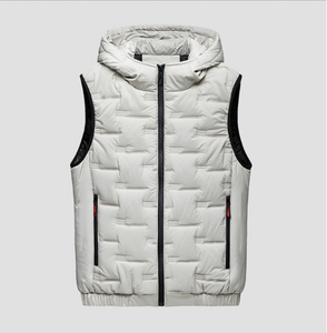 Gilet matelassé à capuche pour homme MANWA, couleur unie, décontracté, imperméable, coupe-vent, fermeture éclair, col montant, polyester - Product Image 6