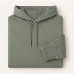 เสื้อฮู้ดดี้ทรงตรงโอเวอร์ไซส์สีเขียวเซจสำหรับผู้ชาย พร้อมเชือกผูกแบบโทนสีเดียวกัน กระเป๋าแบบจิงโจ้ รุ่น MHOOD-0013 - Product Image 5