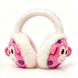Calentadores de Orejas de Mono Rosa para Niños, Orejeras de Felpa para Invierno - Product Image 3