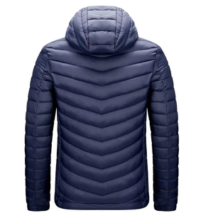 <b>Men's</b> Hooded Puffer <b>Jacket</b> <b>Winter</b> Lightweight Quilted Windproof Solid Color Zipper Closure Casual Style - Product Image 2