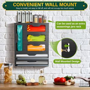 Organizzatore da Parete 6 in 1 per Cucina: Dispenser per Pellicola Alimentare, Fogli di Alluminio e Sacchetti in Plastica - Product Image 5