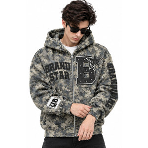 Sudadera con Capucha de Camuflaje para Hombre, Marca Star, Cierre de Cremallera, Corte Regular, Tejido de Poliéster, Informal, con Bolsillo y Logotipo Estampado - Product Image 4