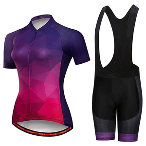 Maillot de Ciclismo para Mujer AL SWANS INTERNATIONAL, Manga Corta, Morado y Rosa, Estampado Geométrico, Transpirable, 240g, Poliéster, Top Deportivo - Product Image 6