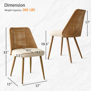 DreamCraft Set of <b>6</b> <b>Dining</b> <b>Chairs</b> Vietnam 19.5" Seat Height Boucle Rattan Back Comfortable and Stylish - Product Image 3