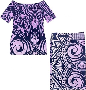 Conjunto de Ropa con Estampado Étnico Polinesio para Parejas, Trajes a Juego con Diseño Personalizado, Puletasi - Product Image 1