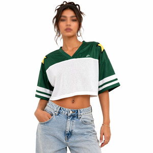 Camiseta Deportiva Corta de Fútbol Americano para Mujer, Manga Corta, Paneles en Contraste, Ropa Deportiva, Fabricación Personalizada al por Mayor OEM - Product Image 1