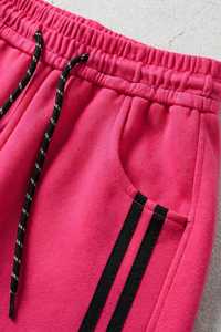 Pantalon de survêtement rose en coton mi-lourd à jambe large, taille élastique avec cordon de serrage, rayures latérales, style sportif, respirant, pour homme, collection automne - Product Image 6