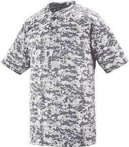 เสื้อเบสบอลคุณภาพสูงแบบสองกระดุม ลายพราง พิมพ์ลายด้วยความร้อน โพลีเอสเตอร์ 100% สำหรับผู้ใหญ่ แบบยูนิเซ็กส์ คอกลม แขนสั้น เหมาะสำหรับฝึกซ้อมซอฟต์บอล - Product Image 1