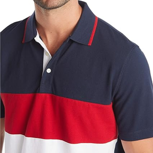 Camisa Polo de Manga Corta para Hombre, 100% Algodón Piqué, Diseño Color Block, Casual, para Oficina y Uso Diario - Product Image 4