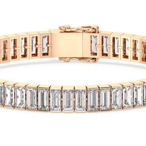 REYES Pulseras de tenis de lujo brillantes con moissanita de 6x3mm y cierre de caja para mujer, chapadas en oro blanco de 18K, joyería de plata de ley 925 - Product Image 5