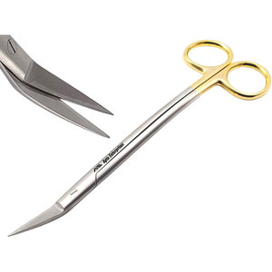 Dean Scissors 7 Inches Double Curved Gold Plated <b>Tungsten</b> Carbide Inserts Surgical Dental ENT Precision Operating Instruments - Product Image 1