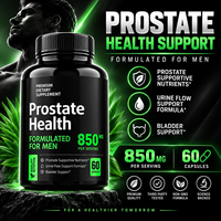 Complément alimentaire pour la santé de la prostate chez l'homme, 850 mg, 60 capsules, formule pour le soutien du flux urinaire et de la vessie, étiquette privée OEM