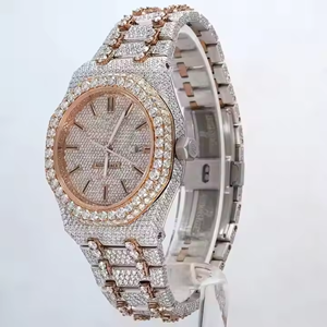 Antique Luxury Hip Hop <b>Sport</b> <b>Watch</b> Daily Fully Iced Moissanite Diamond Rose Gold Two Tone Stainless Steel Band Elegant Business - Product Image 2