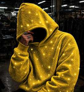 Sudadera con capucha y cremallera para hombre con estampado Galaxy, estilo oversize, casual, de punto, 100% algodón, para verano, estilo urbano - Product Image 3