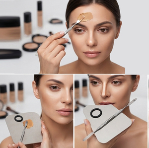จานผสมเครื่องสำอางสแตนเลสแบบมืออาชีพ พร้อมไม้พายสำหรับผสม - Product Image 2