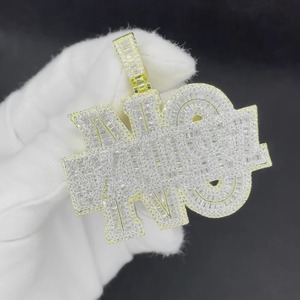 NO EXCUSEZ Collar con colgante de letra para hombre, chapado en rodio plateado, estilo hip hop, para fiesta, con incrustaciones de circonitas - Product Image 6
