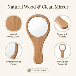 Miroir Classique en Bois Fait Main avec Motif Bonbon Gravé, Poignée Personnalisée, Cadeau Portable pour les Occasions Spéciales, Saint-Valentin, Nouvel An - Product Image 6