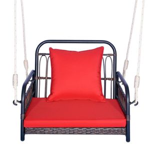 Silla Columpio de Ratán para Patio con Cojín de Asiento Cómodo - Product Image 4