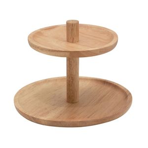 Handmade Wooden Two-Tier <b>Cake</b> <b>Stand</b> Multi-Layer Round Dessert Display Pedestal for Home Party Use - Product Image 3