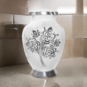 Engraved Rose White Cremation Urn <b>Keepsake</b> Modern Design Luxury Adult Style Handmade Funeral <b>Memorial</b> Ashes Jar Urns Supplier - Product Image 4