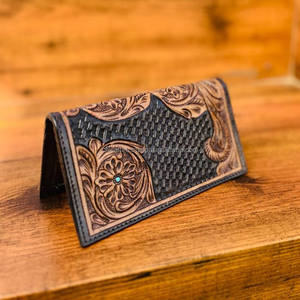 Nueva cartera tallada a mano de piel de vaca, carteras florales de cuero plegable, diseño de cuero con herramientas para mujer, Cartera de cuero genuino - Product Image 5