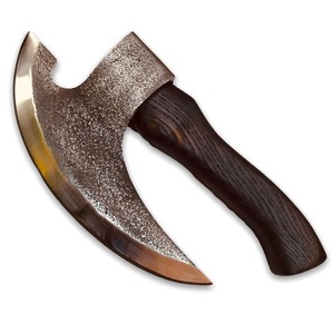 Cortador de pizza estilo vikingo, herramienta de corte de acero al carbono, cortador de pizza con funda de cuero, cortador con mango de madera de fresno - Product Image 4