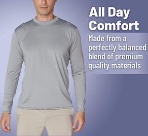 Camisa de Protección Solar UPF 50 de Manga Larga Gris para Hombre, Secado Rápido, Color Sólido, Ropa de Pesca - Product Image 1