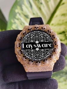 Montre de luxe haut de gamme en moissanite VVS, cadran bleu personnalisé, lunette sertie de diamants, montre pour homme style hip-hop - Product Image 6