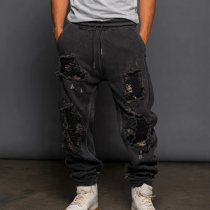 Winter Washed 360sm Fleece Sweatpants Men Oversize Distress Autumn Fleece Trouser Pajama Baggy Distress Sweat Pants Men's - Product Image 3
