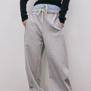 Pantalon de survêtement OEM pour hommes et femmes, taille élastique avec cordon de serrage, coupe droite ample, double taille, fabricant et fournisseur - Product Image 2