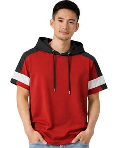 Mens <b>Short</b> <b>Sleeve</b> Hoodie T Shirt Casual Pullover Hooded Top Soft Cotton Summer Wear Red Black White Color Streetwear - Product Image 1