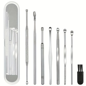 Kit de Nettoyage d'Oreilles de Qualité Supérieure – Ensemble de 7 Pièces avec Boîte – Kit d'Extraction de Cérumen – Cure-Oreille Rotatif et Cuillère Double Embout - Product Image 1
