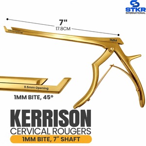 เครื่องมือศัลยกรรมกระดูกคอ Kerrison Cervical Rougers สีทอง ขนาด 1-5 มม. 7 นิ้ว ใช้ซ้ำได้ ฆ่าเชื้อได้ 5 ชิ้น ผลิตจากเหล็กกล้าไร้สนิมเยอรมัน - Product Image 2