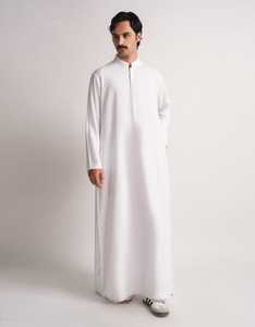 ชุดลำลองผู้ชายแบบ Thobe / Thawb สไตล์ซาอุดิอาระเบีย แขนยาว ความยาวระดับข้อเท้า ผ้าฝ้าย ระบายอากาศได้ดี น้ำหนักเบา ชุดมุสลิมสำหรับเดือนรอมฎอน ตะวันออกกลาง - Product Image 3