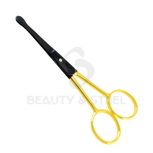 Ciseaux à cuticules professionnels de sécurité avec pointes arrondies et finition bicolore or-noir pour les soins de manucure sensibles - Product Image 3