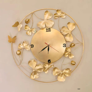 Luxury Circle Brief Creative Round Wrought Iron Metal Wall <b>Clock</b> for Wall Decoration - Product Image 1